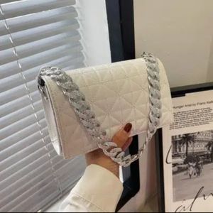 Quilted chain flap square bag